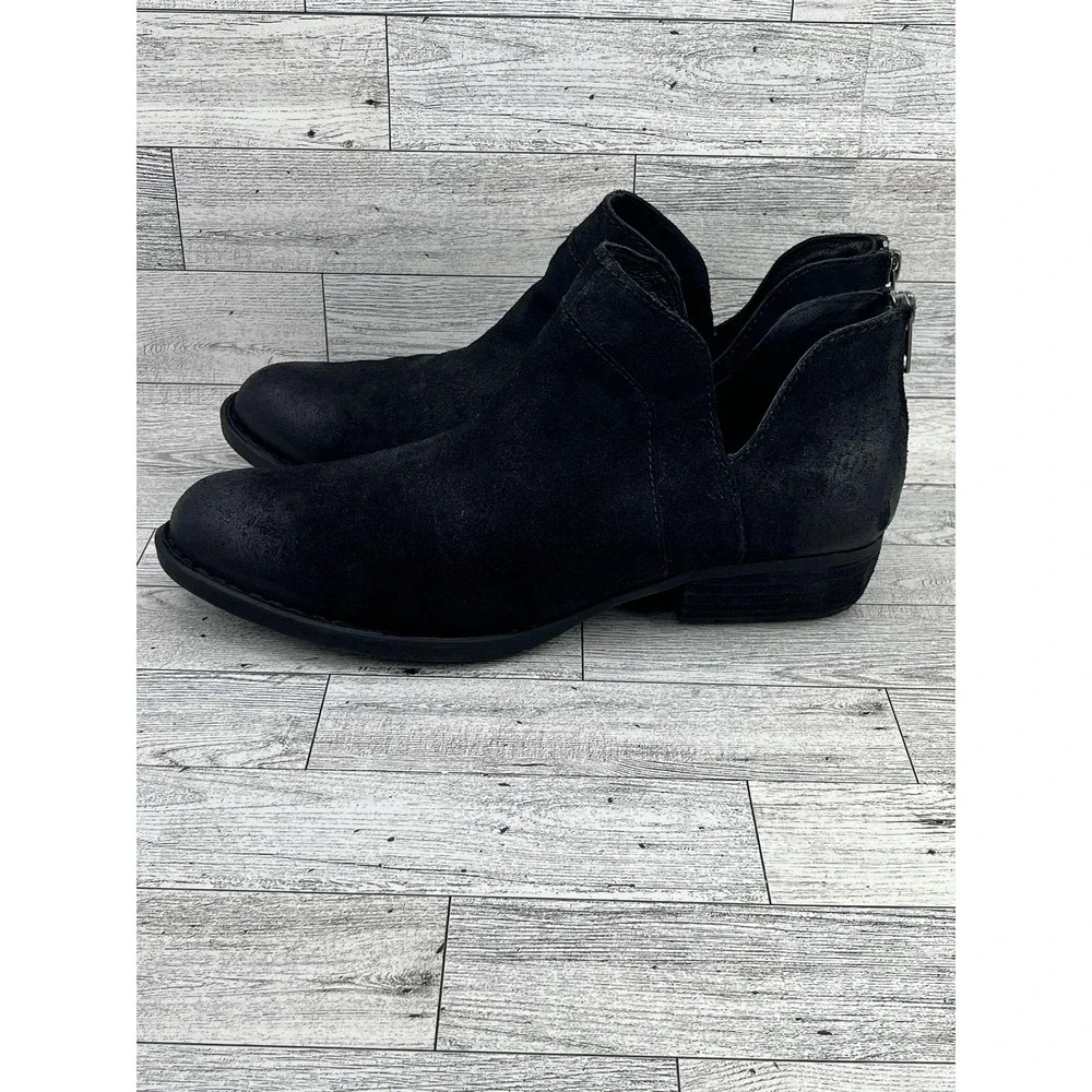 Born Shoes Women Size 9 Black Suede Leather Boots Back‎ Zip Casual CBFD19 F33603